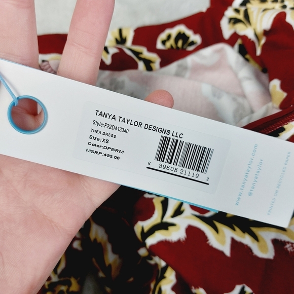 New Tanya Taylor Women's Red Thea Floral Fit and Flare Dress P5048 - Picture 7 of 10